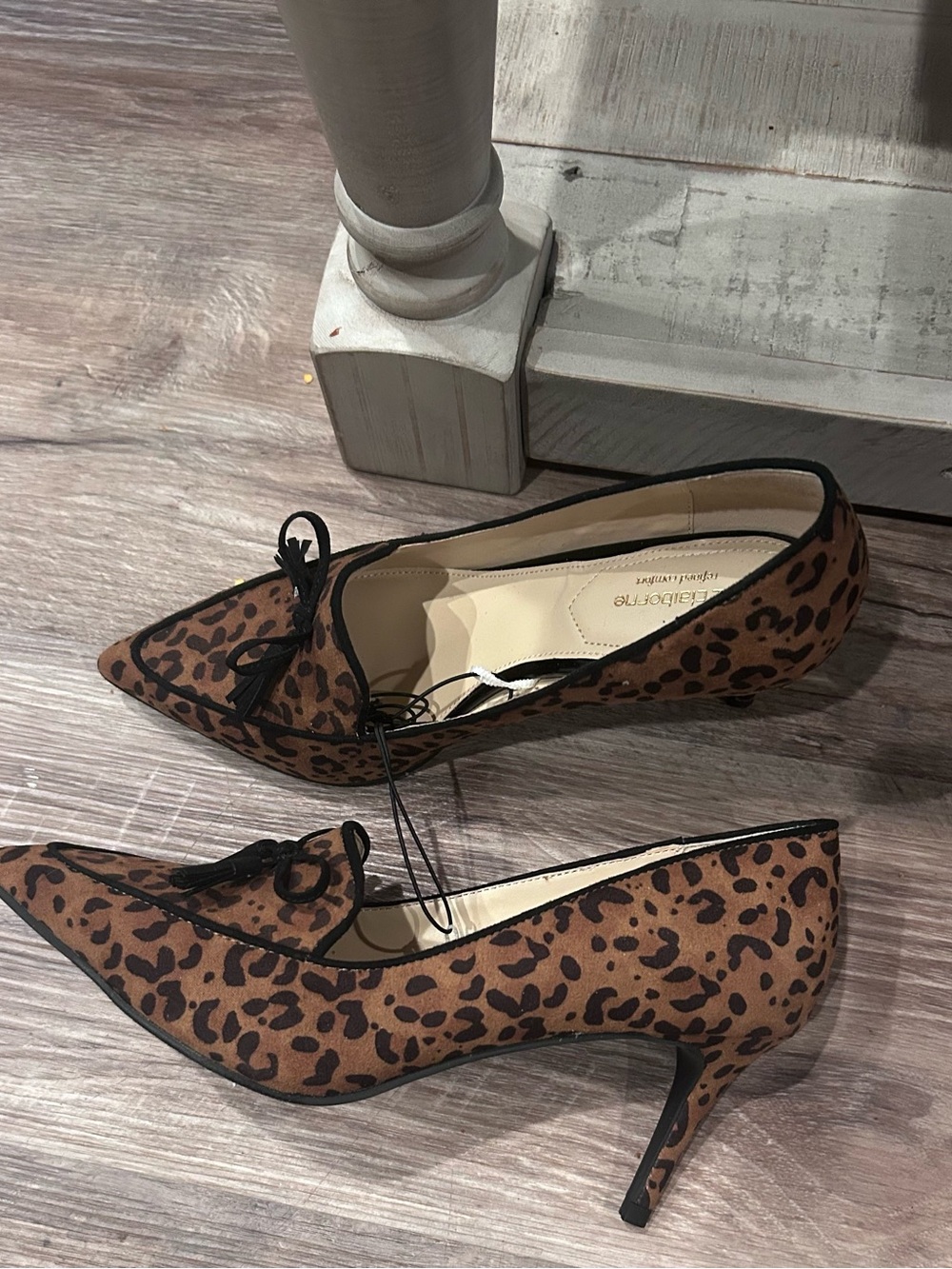 Liz Claiborne Leopard Print Pointed-Toe Kitten Heels - Brown/Black